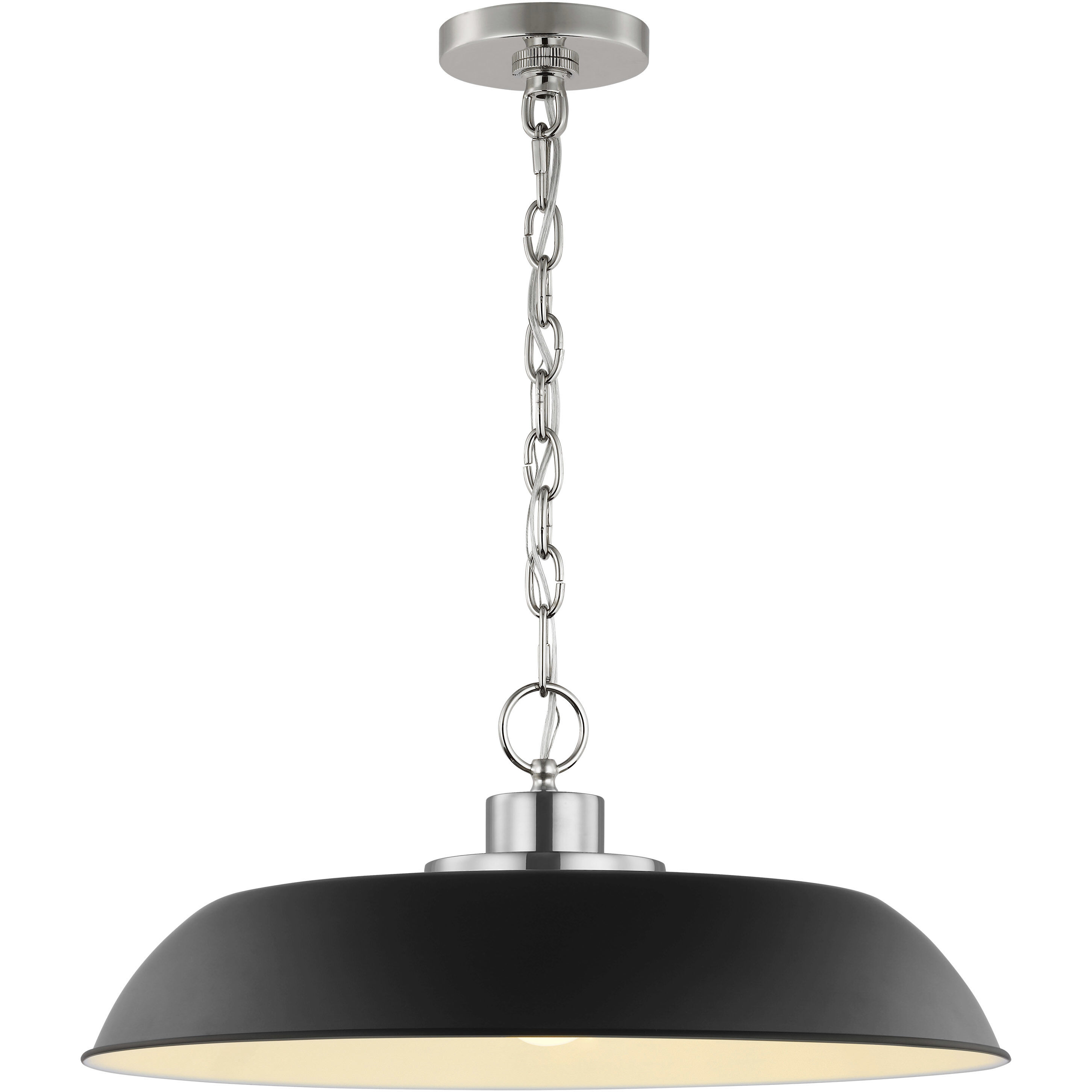 Colony 1 Light 20 inch Matte Black/Polished Nickel Pendant Ceiling Light