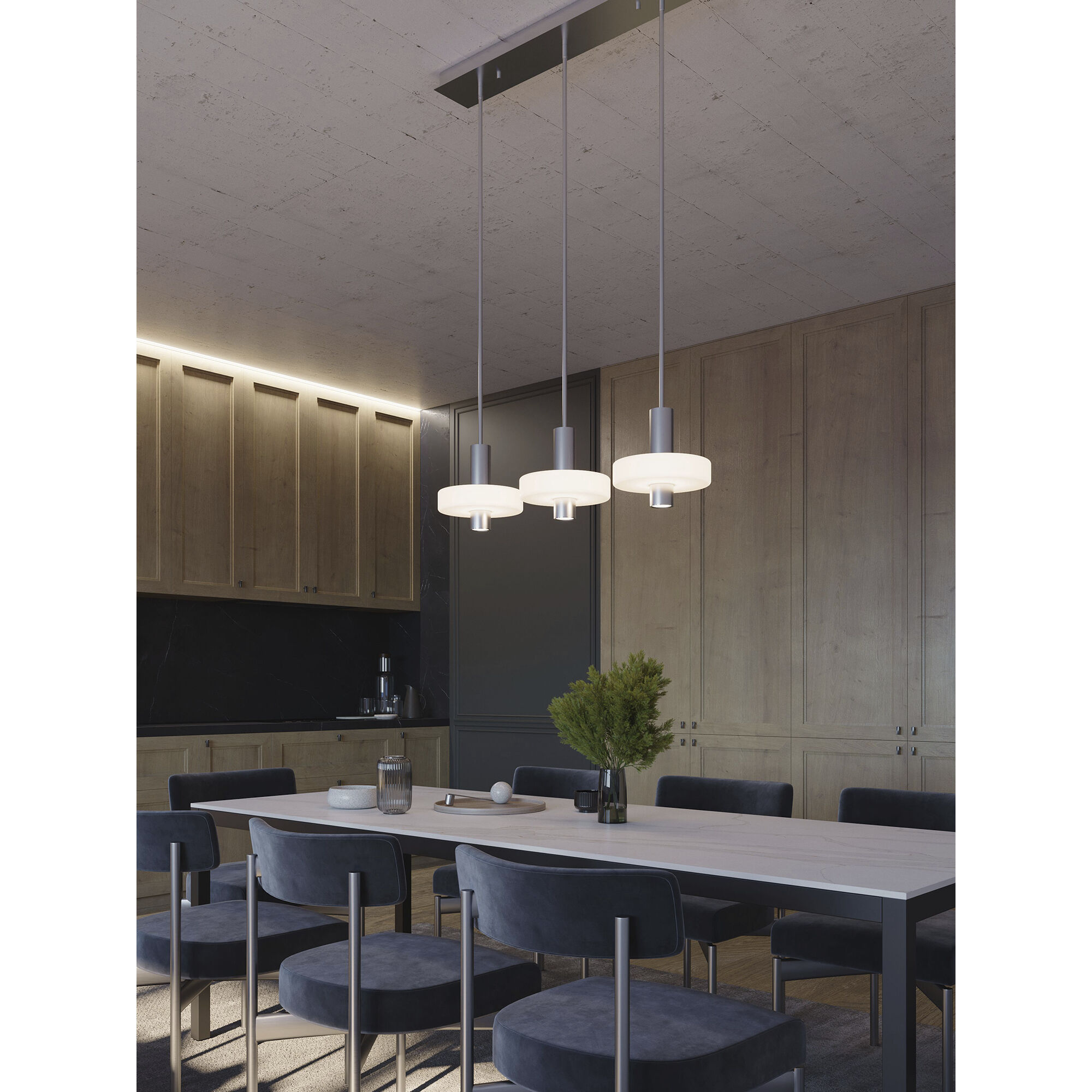 Sydney Linear Pendant Ceiling Light in Satin Nickel
