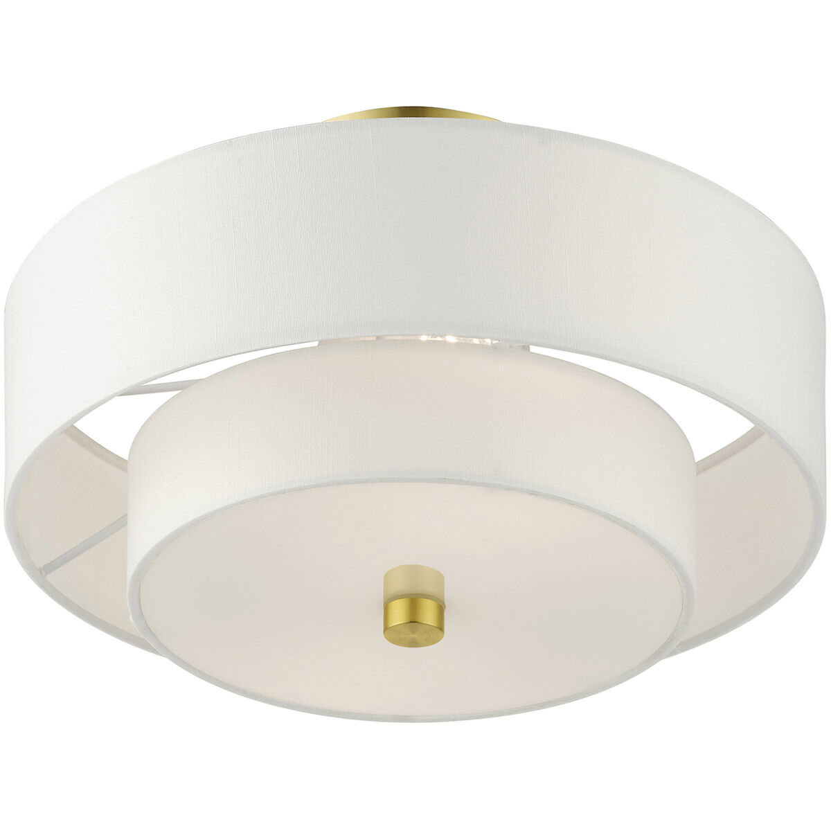 Meridian 2 Light 11 inch Satin Brass Semi Flush Ceiling Light