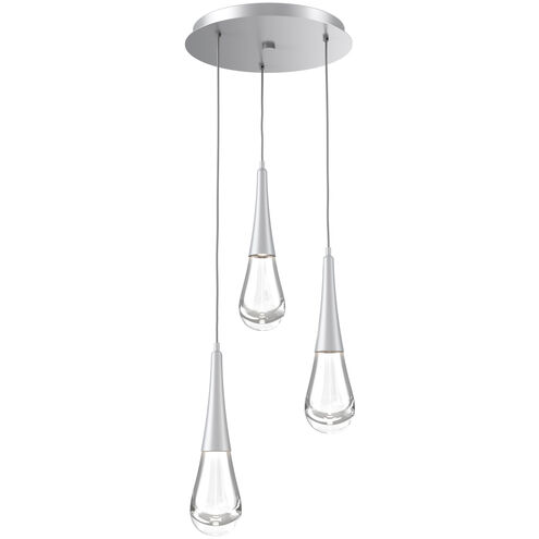 Rain Drop LED 17.4 inch Classic Silver Chandelier Ceiling Light in 3000K LED, Multi-Port