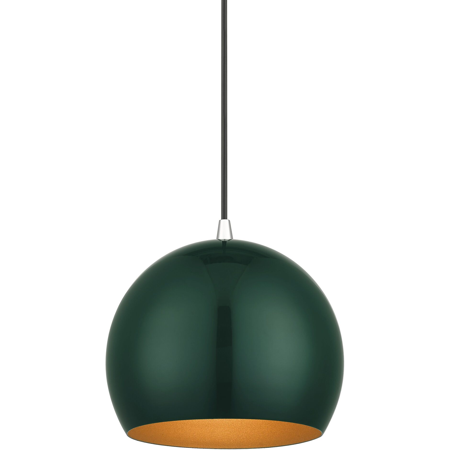 Piedmont 1 Light 10 inch Shiny Hunter Green with Polished Chrome Accents Pendant Ceiling Light