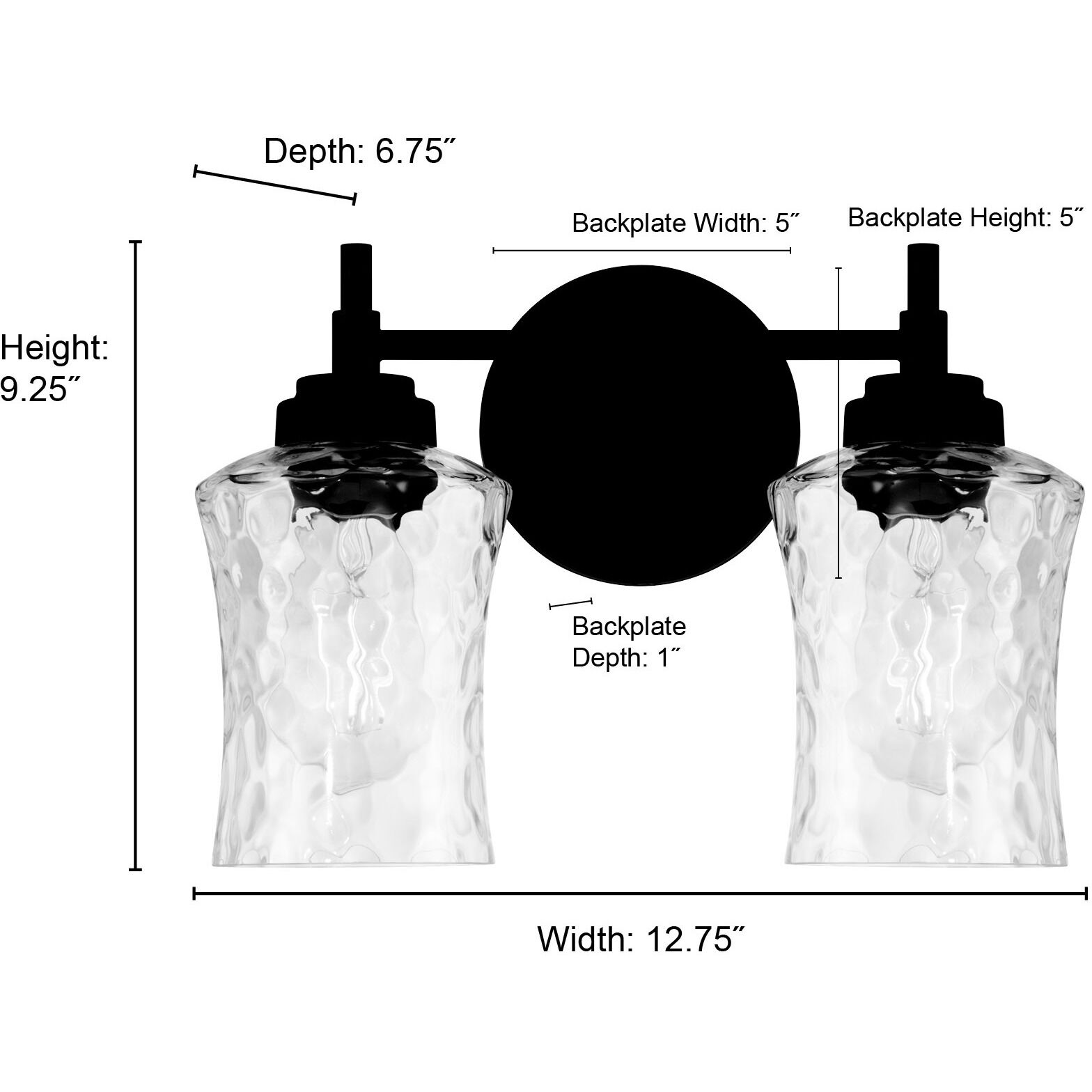 Clarvyn 2 Light 12.75 inch Matte Black Bathroom Vanity Light Wall Light