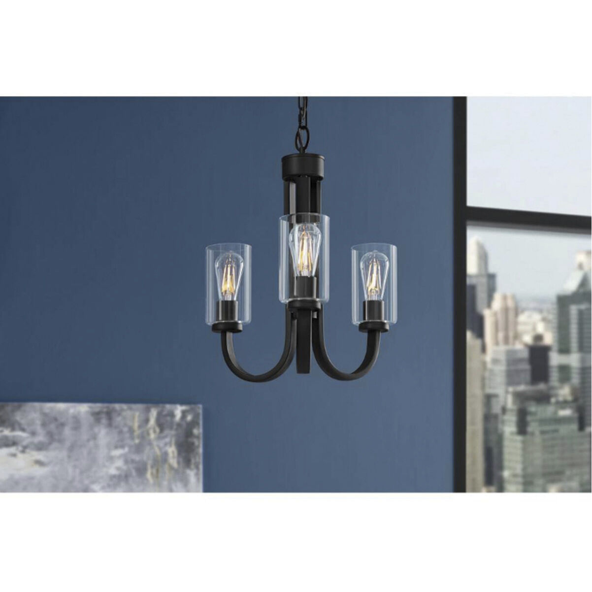 Melina 3 Light 17 inch Matte Black Chandelier Ceiling Light