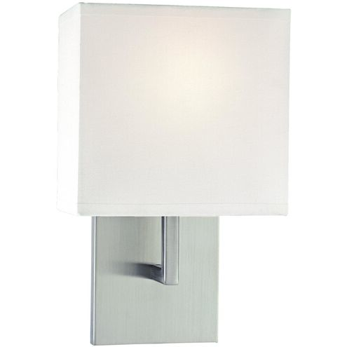 GK 1 Light 7 inch Brushed Nickel ADA Wall Sconce Wall Light in White Fabric