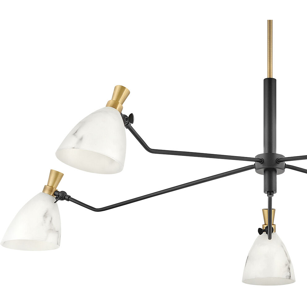 Sinclair 5 Light 50 inch Heritage Brass with Black Indoor Chandelier Ceiling Light