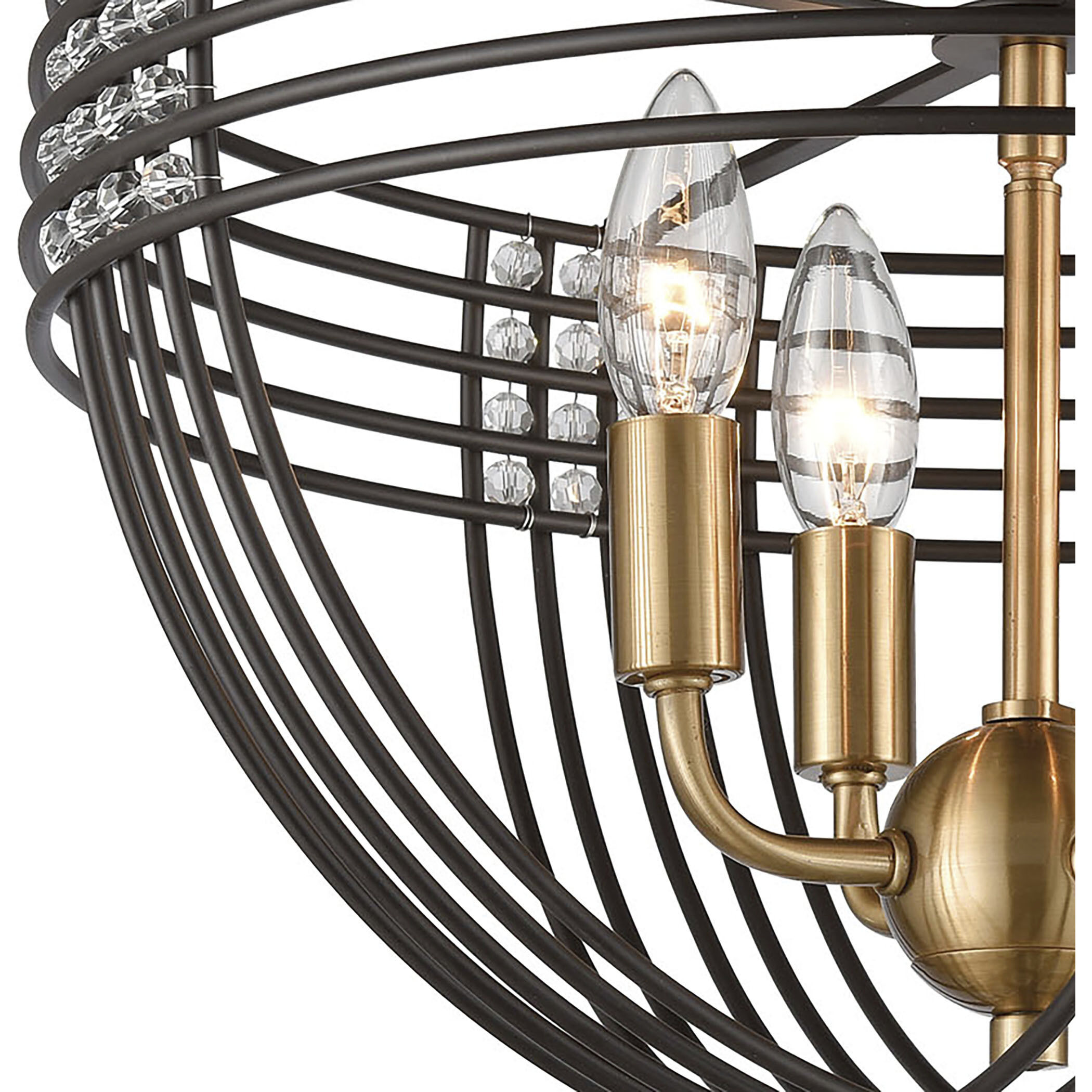 Concentric 4 Light 16 inch Oil Rubbed Bronze with Satin Brass Semi Flush Mount Ceiling Light