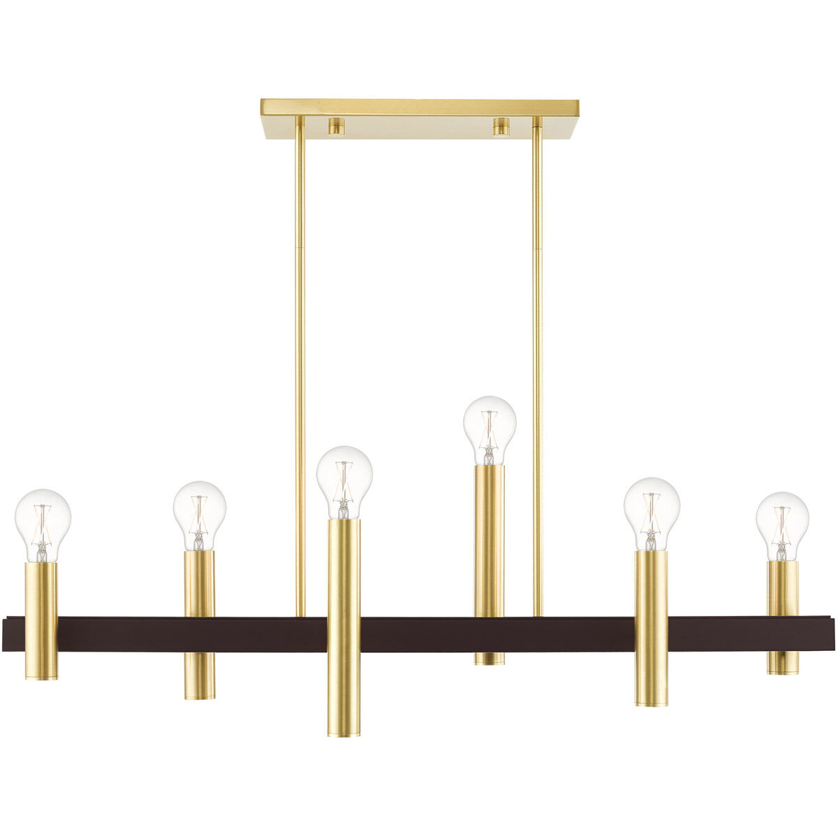 Helsinki 6 Light 8.25 inch Satin Brass with Bronze Accents Chandelier Ceiling Light