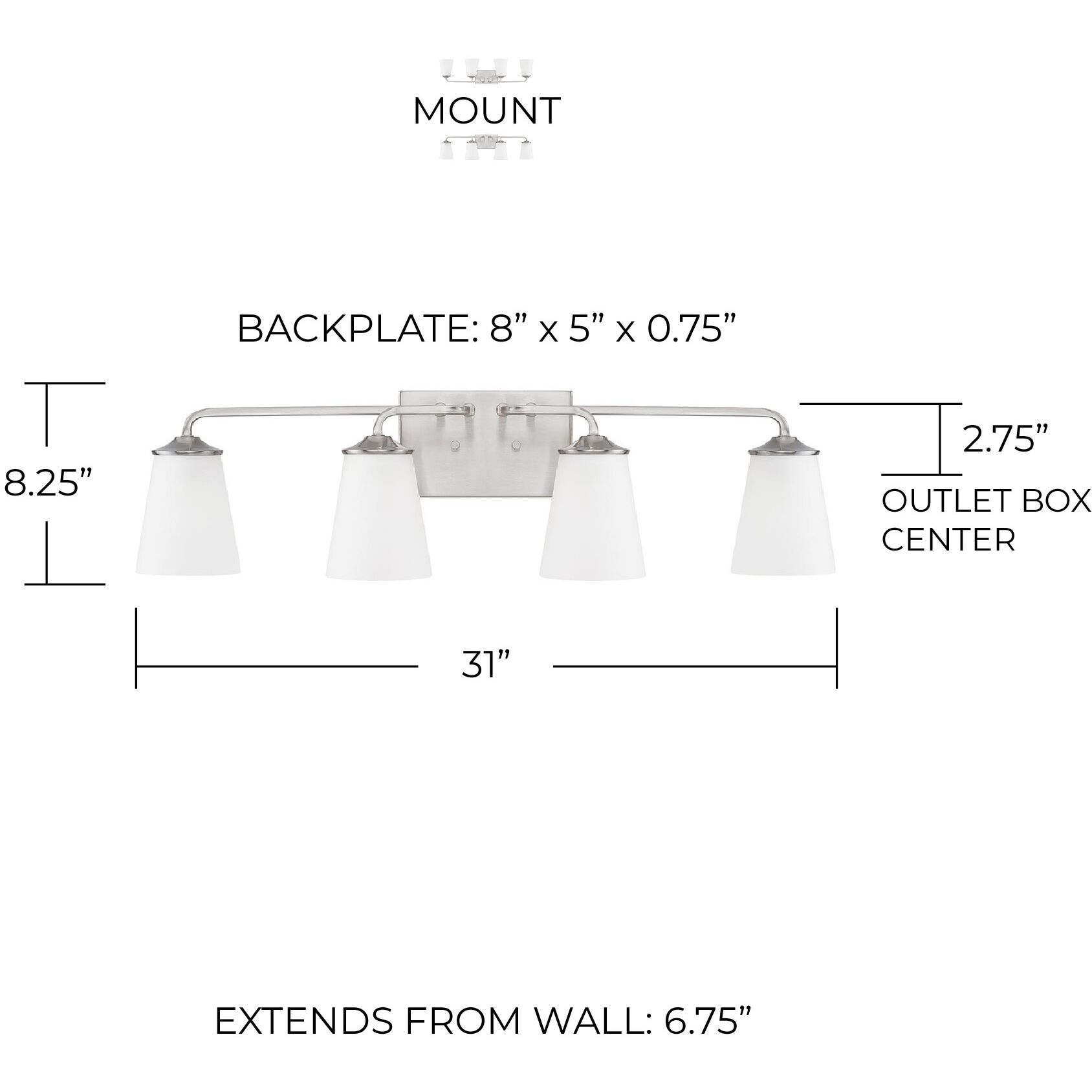 Braylon 4 Light 31 inch Brushed Nickel Vanity Light Wall Light