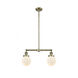 Franklin Restoration Beacon 2 Light 23 inch Antique Brass Chandelier Ceiling Light in Cased Matte White Glass, Franklin Restoration