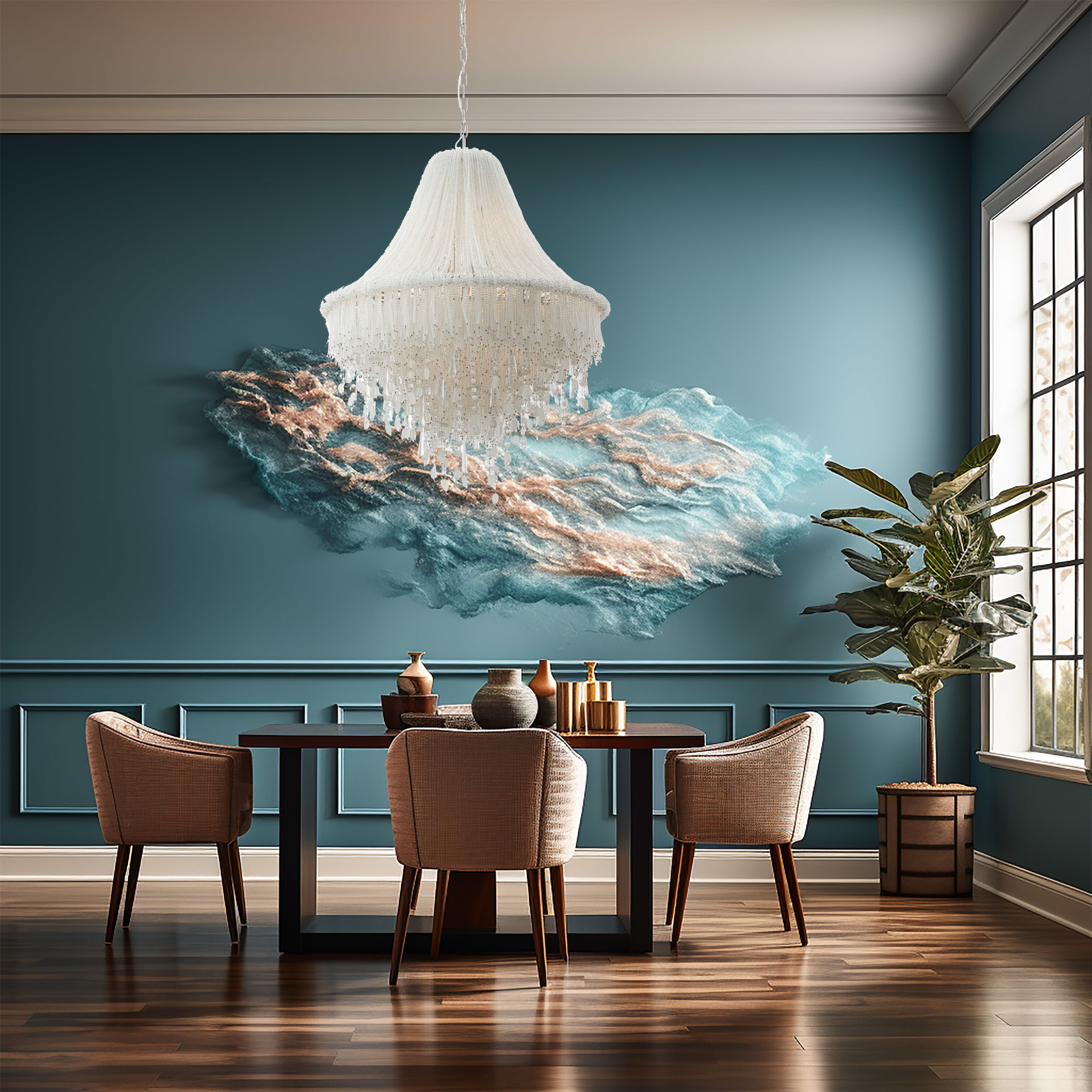 Crystal Reign 7 Light 29.3 inch Nickel Pendant Ceiling Light