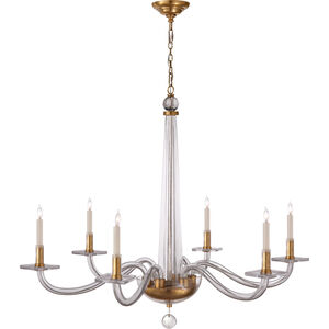 Chapman & Myers Robinson2 6 Light 38 inch Antique Brass and Clear Glass Chandelier Ceiling Light in Antique-Burnished Brass, Large