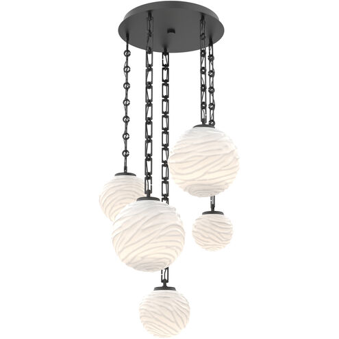 Gaia LED 24.3 inch Matte Black Multi-Pendant Ceiling Light in 3000K LED, White Linen, Rectangular Chain