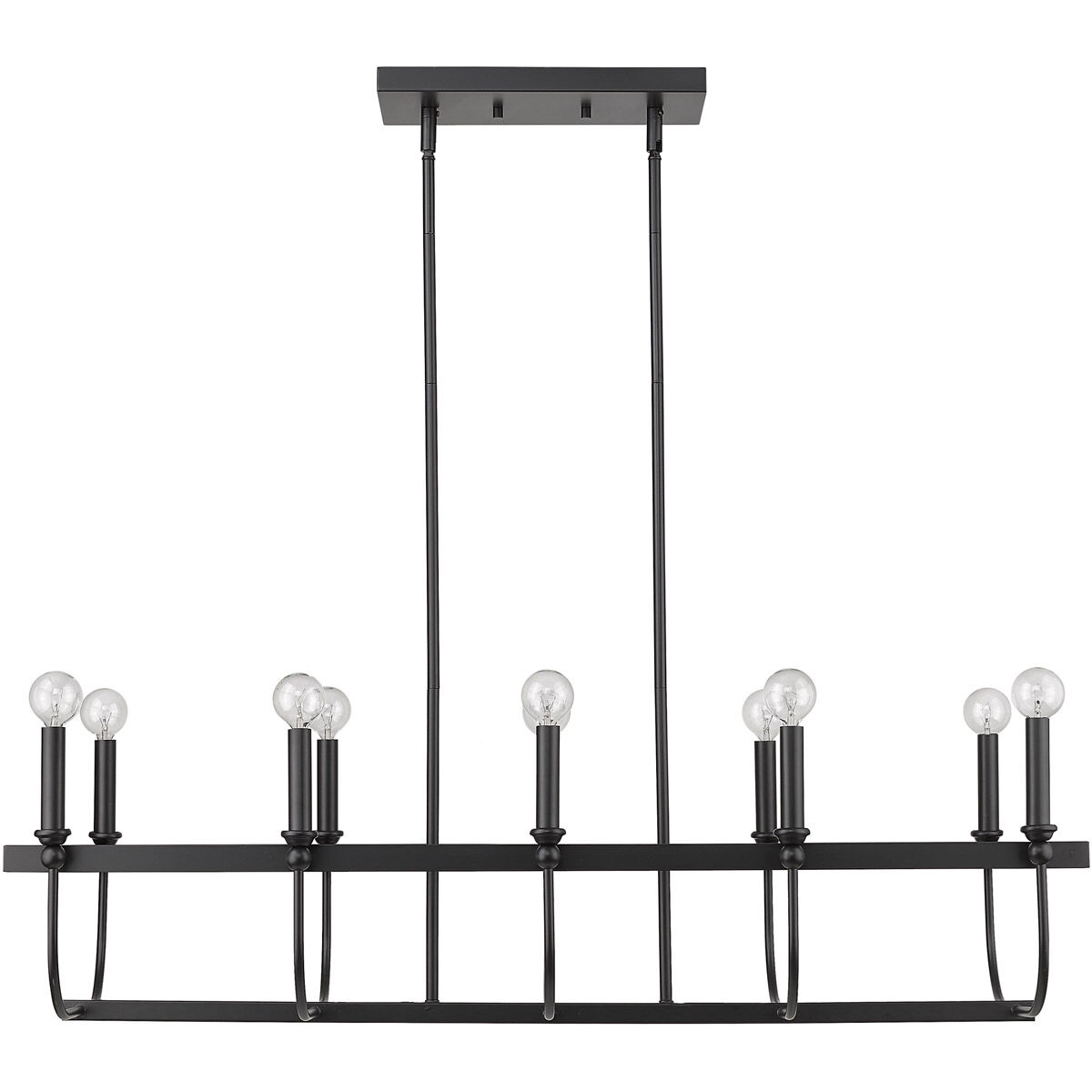 Beckett 10 Light 40 inch Matte Black Island Pendant Ceiling Light