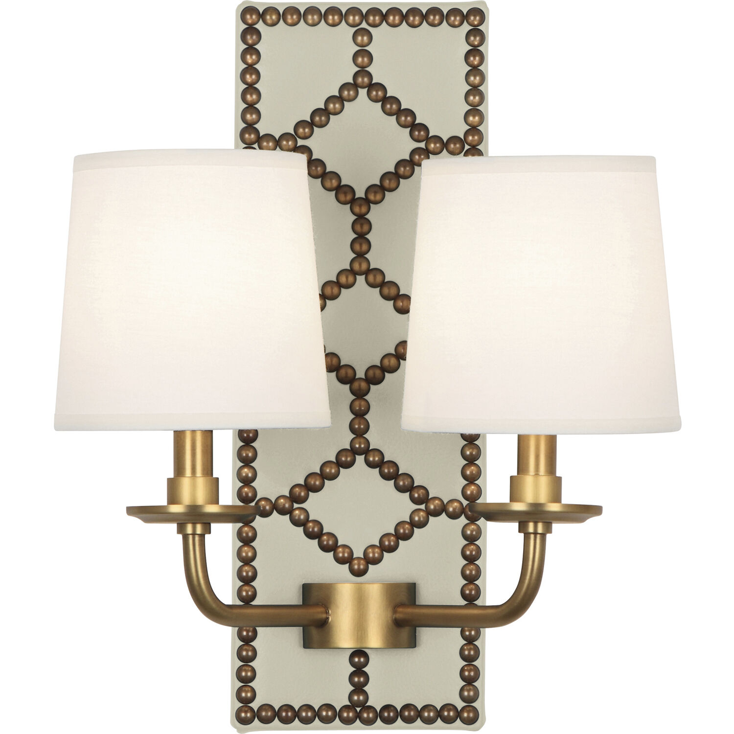Williamsburg Lightfoot 2 Light 13.5 inch Bruton White Wall Sconce Wall Light in Aged Brass