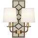 Williamsburg Lightfoot 2 Light 13.5 inch Bruton White Wall Sconce Wall Light in Aged Brass