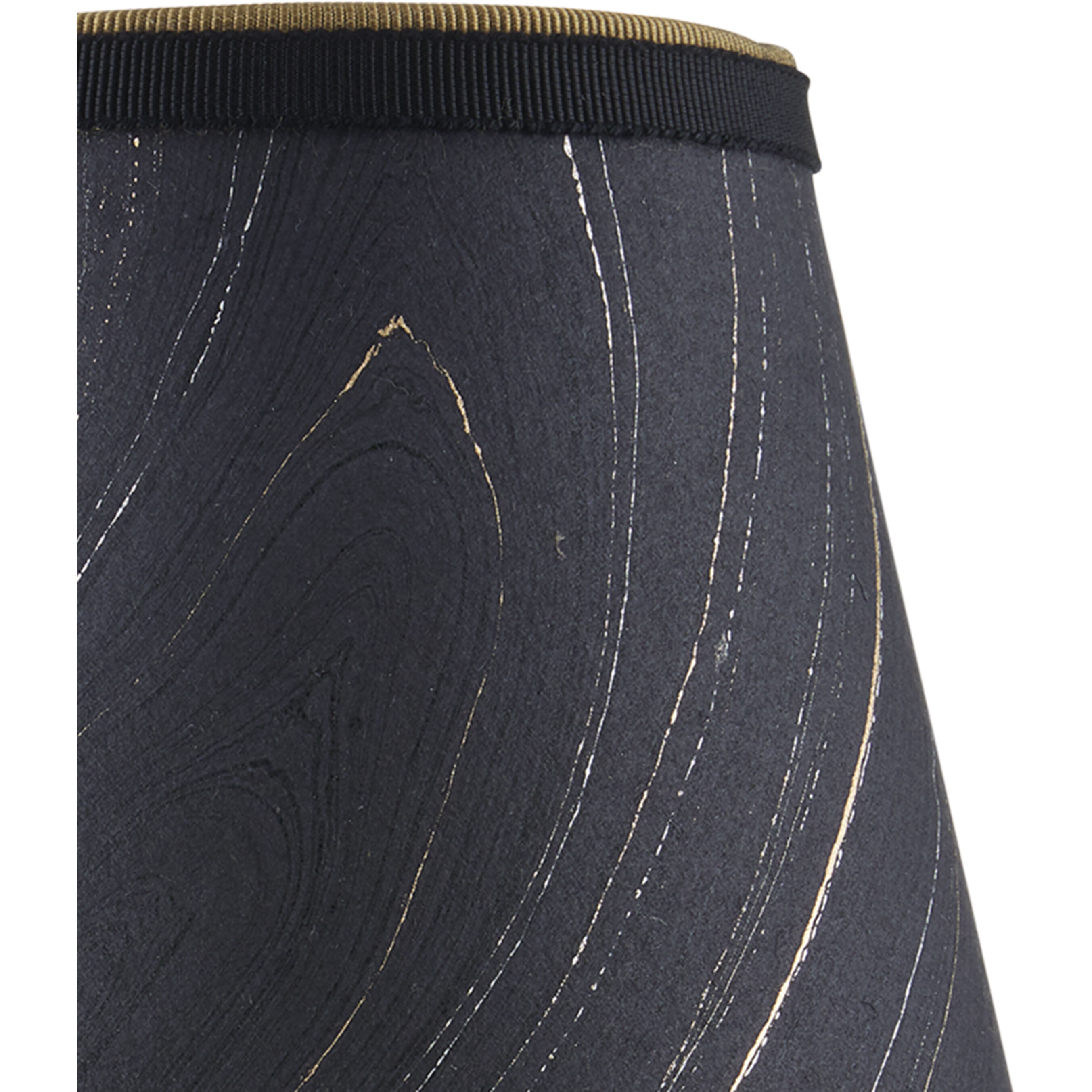 Marble Paper Black and Gold with Silver Tapered Chandelier Shade
