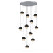 Cabochon LED Classic Silver with Black Marble Pendant Chandelier Ceiling Light in 3000K LED, Amber