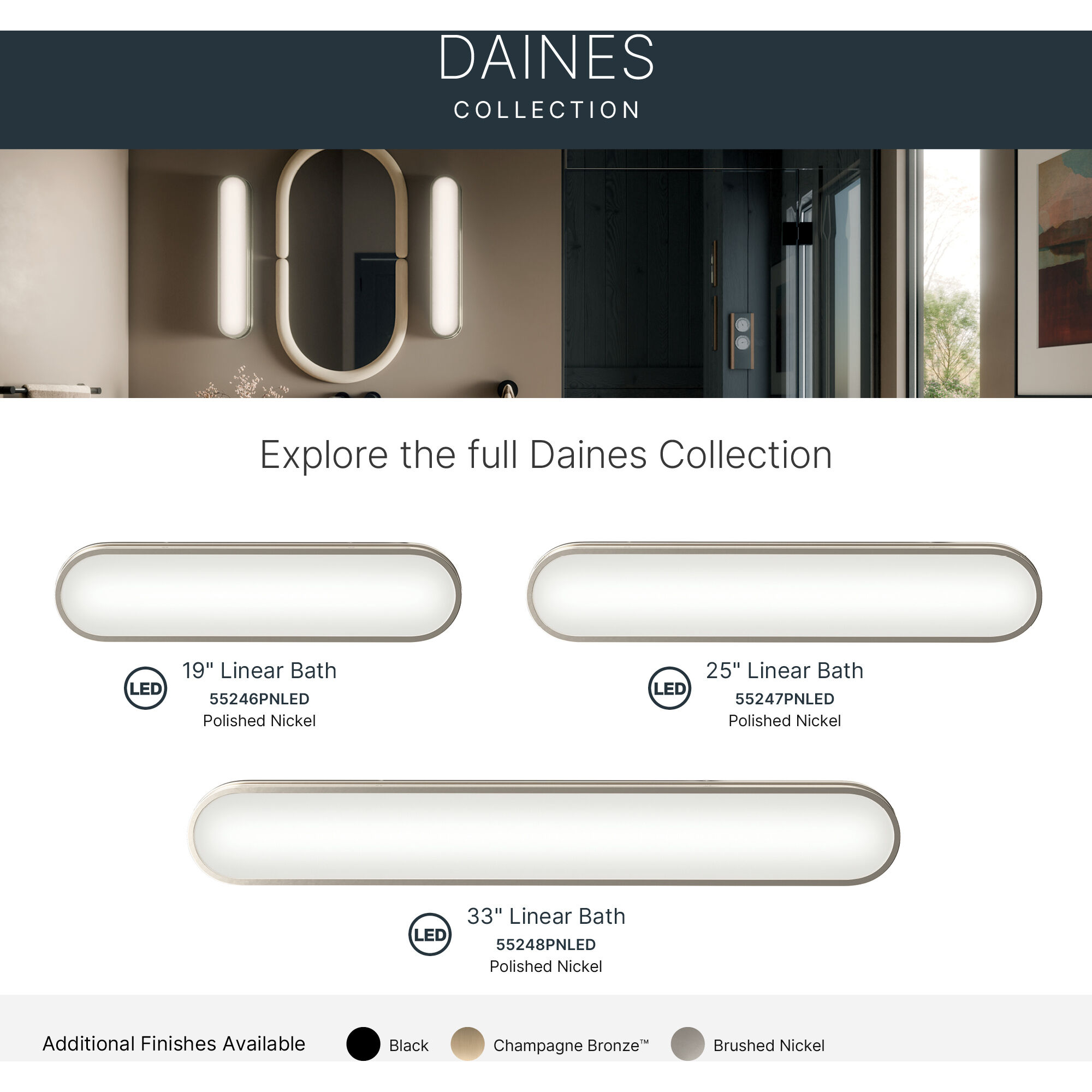 Daines LED 32.75 inch Polished Nickel Bath Bar Wall Light