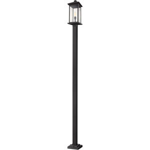 Portland 1 Light 117 inch Black Outdoor Post Mounted Fixture in Clear Beveled Glass, 21.25