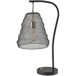 Sheridan 25 inch 40.00 watt Black with Antique Brass Accents Table Lamp Portable Light