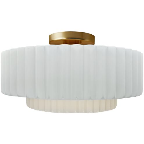 Radiance 1 Light 14.5 inch Gloss White and Brushed Brass Semi Flush Ceiling Light