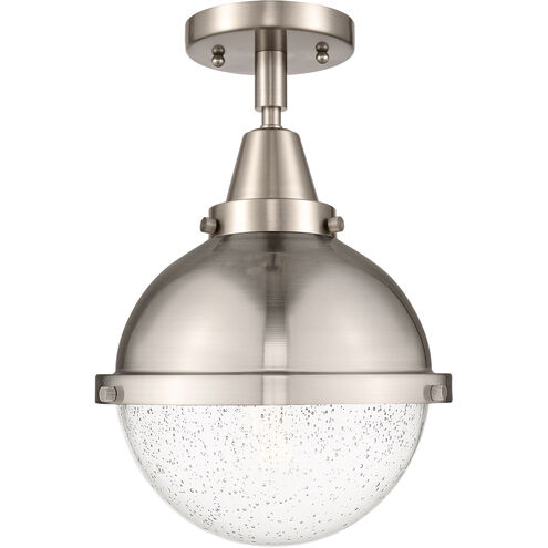 Franklin Restoration Hampden 1 Light 9 inch Brushed Satin Nickel Flush Mount Ceiling Light in Seedy Glass