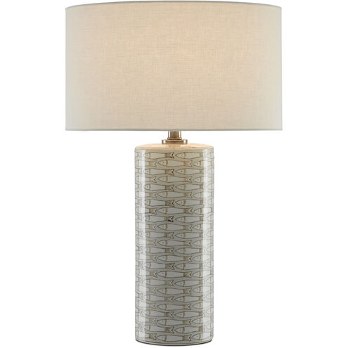 Fisch 25.25 inch 150 watt Gray/White/Antique Nickel Table Lamp Portable Light, Large