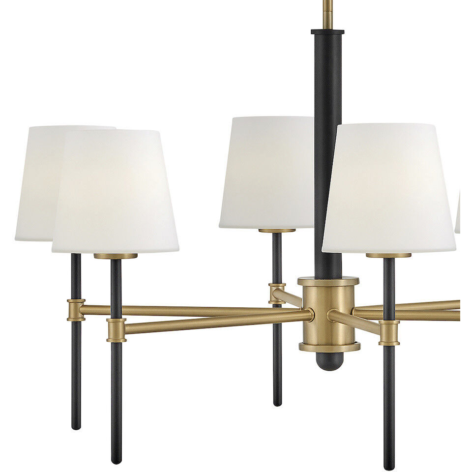 Saunders 6 Light 30 inch Black with Lacquered Brass Chandelier Ceiling Light