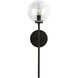 Alora Mood Cassia Wall/Vanity Light Wall Light in Matte Black, Clear Glass