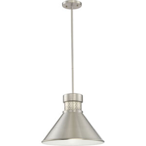 Doral LED 14 inch Brushed Nickel and White Accents Pendant Ceiling Light