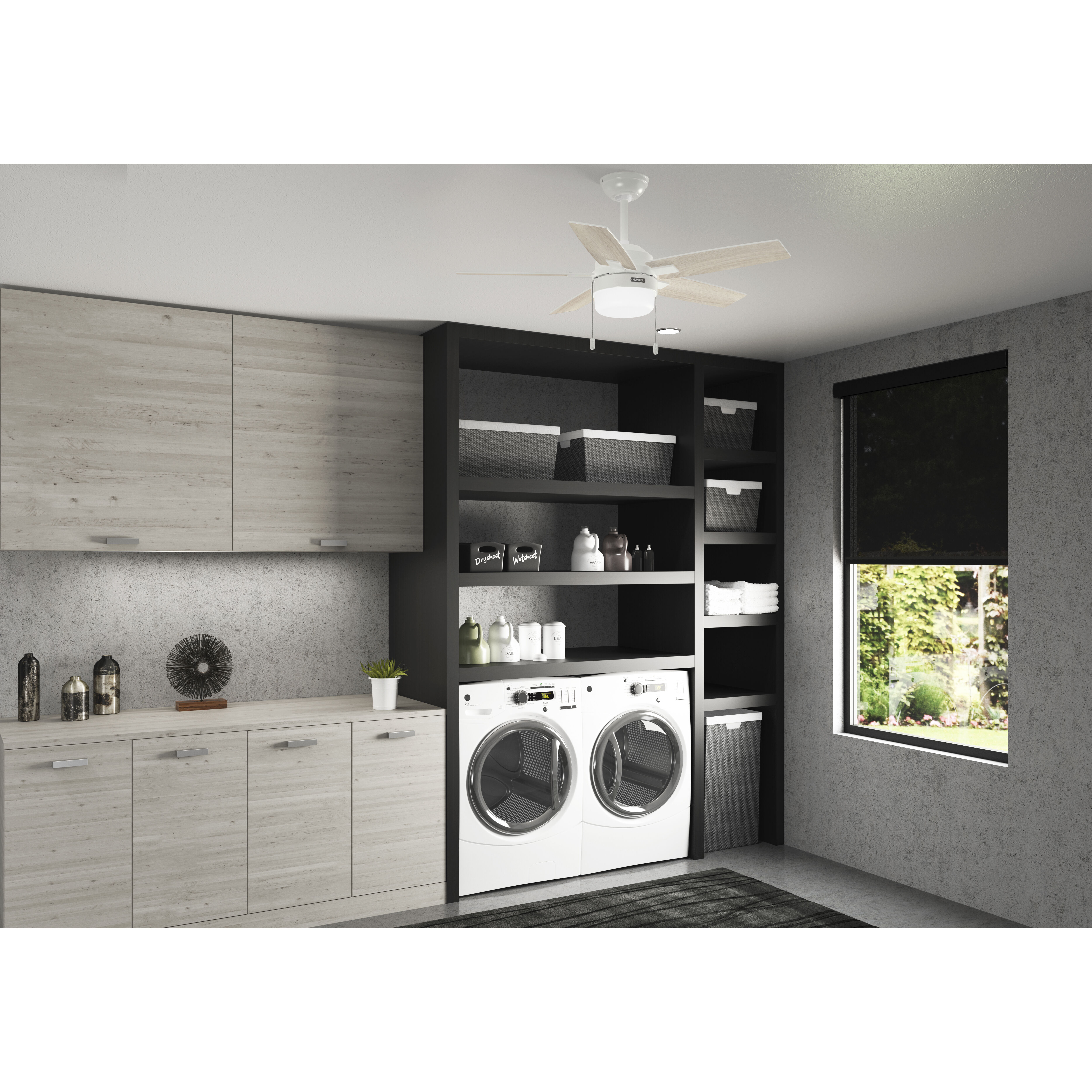 Anisten 44 inch Fresh White with Fresh White/Light Oak Blades Ceiling Fan