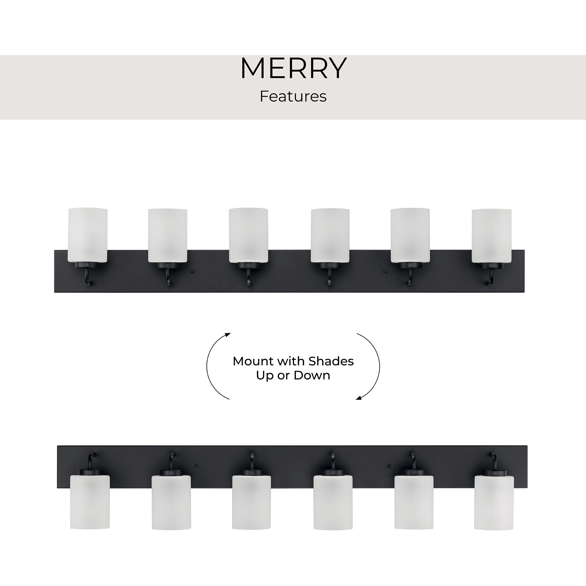 Merry 6 Light 48 inch Matte Black Bath Vanity Light Wall Light