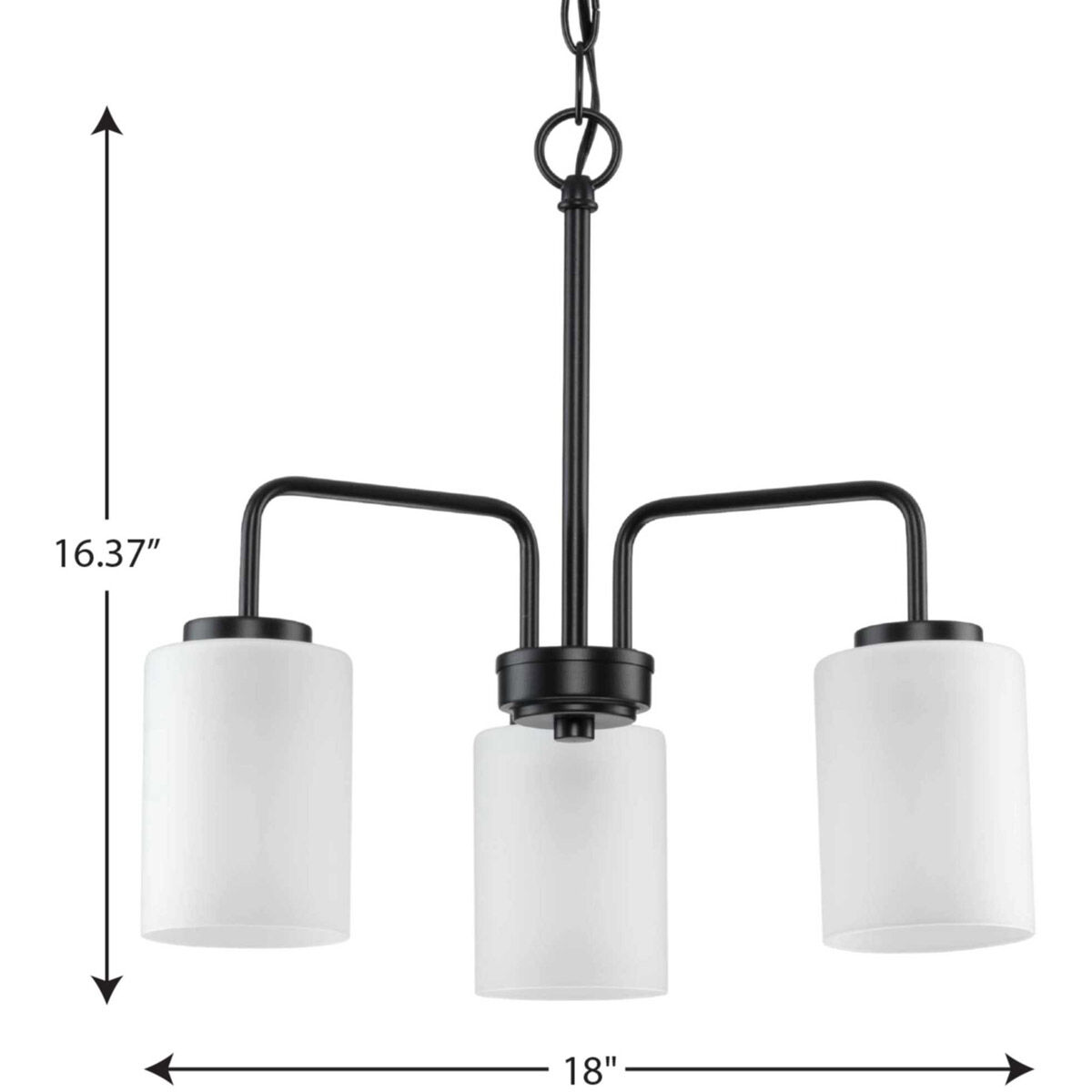 Merry 3 Light 18 inch Matte Black Linear Chandelier Ceiling Light