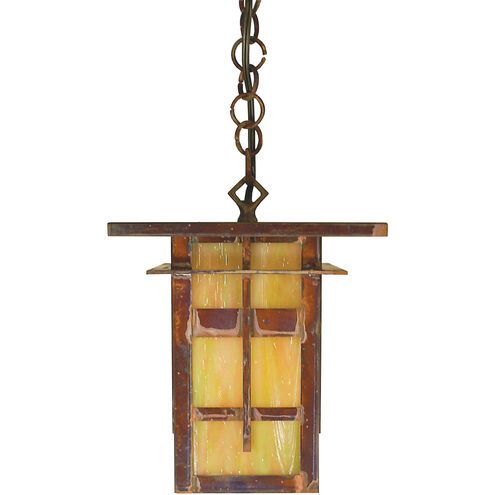Finsbury 1 Light 8 inch Mission Brown Pendant Ceiling Light in Amber Mica