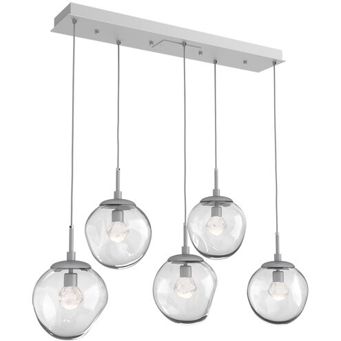 Aster LED LED Classic Silver Linear Pendant Ceiling Light in 2700K LED, Zircon Inner - Clear Outer, Multi-Pendant