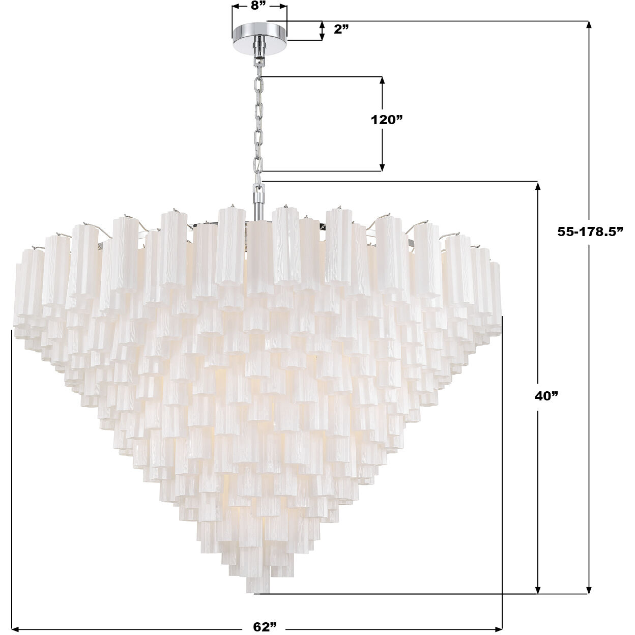 Addis 40 Light 62 inch Polished Chrome Chandelier Ceiling Light