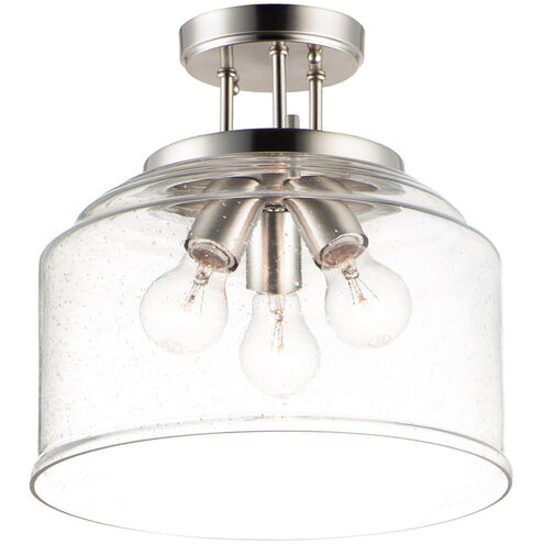 Acadia 3 Light 13 inch Satin Nickel Semi-Flush Mount Ceiling Light
