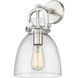 Downtown Urban Newton Bell Armed Sconce Wall Light in Satin Nickel, Seedy