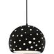 Perforated Globe Pendant Ceiling Light in Matte Black, Dedicated LED, Black Cord, Gloss Black, 10W x 7.75H, Form+Finish+Function