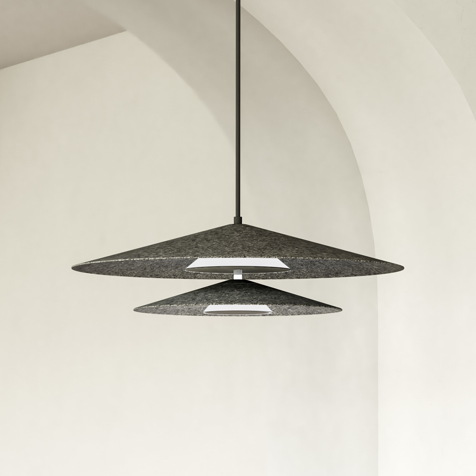 Cruz Pendant Ceiling Light in Felt - Gray, Felt Shade