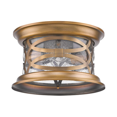 Lincoln 2 Light 11 inch Antique Brass Exterior Flushmount