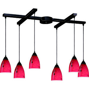 Classico 6 Light 17 inch Dark Rust Mini Pendant Ceiling Light in Fire Red