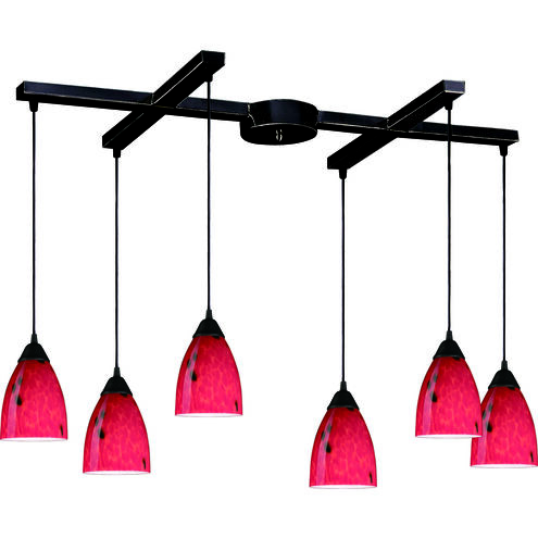 Classico 6 Light 17 inch Dark Rust Mini Pendant Ceiling Light in Fire Red
