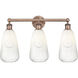 Edison Brookhaven Almond 3 Light 24 inch Antique Copper Bath Vanity Light Wall Light in Opal Glass