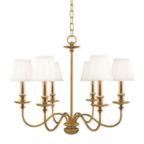 Menlo Park 6 Light 25 inch Aged Brass Chandelier Ceiling Light