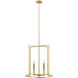 Modern 4 Light 19 inch Natural Brass Pendant Ceiling Light