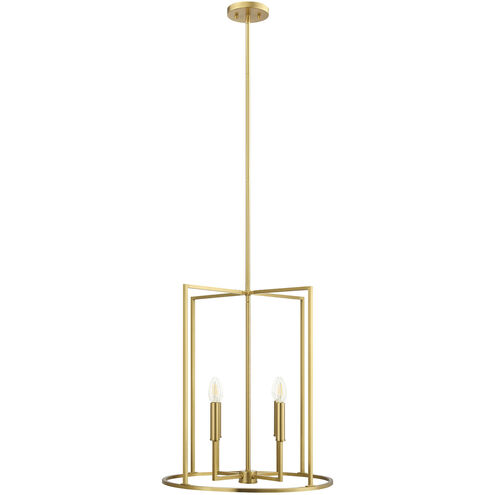 Modern 4 Light 19 inch Natural Brass Pendant Ceiling Light