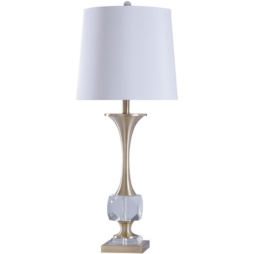 Signature 34 inch 150 watt Crystal and Polished Nickle with White Table Lamp Portable Light