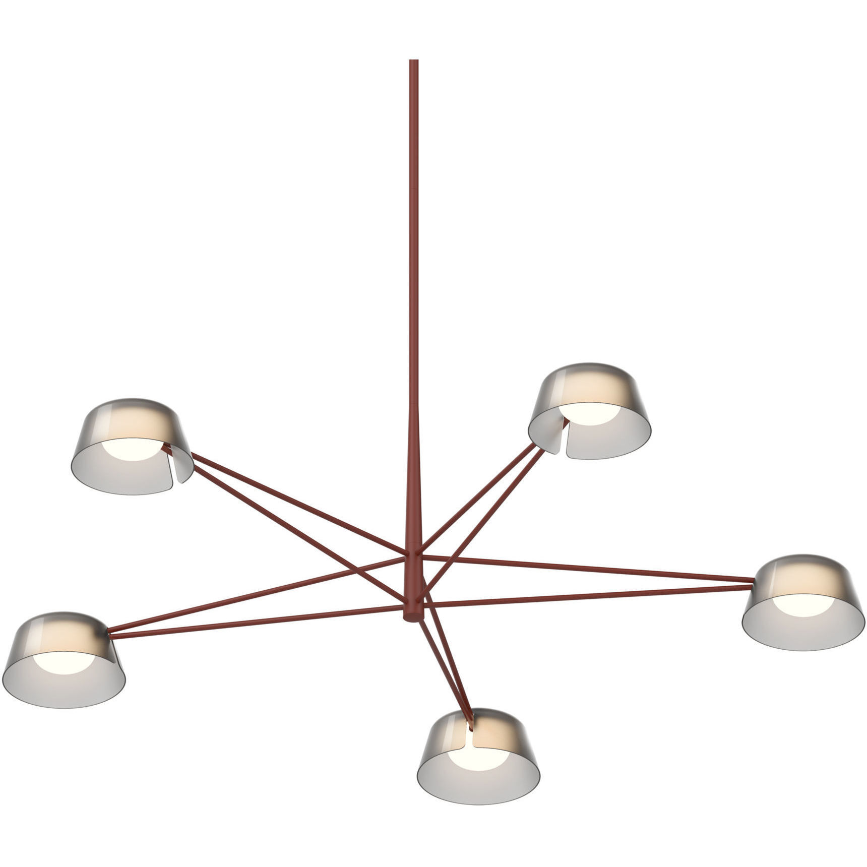 Ray LED 45.25 inch Oxide Red Chandelier Ceiling Light in Smoked Etched