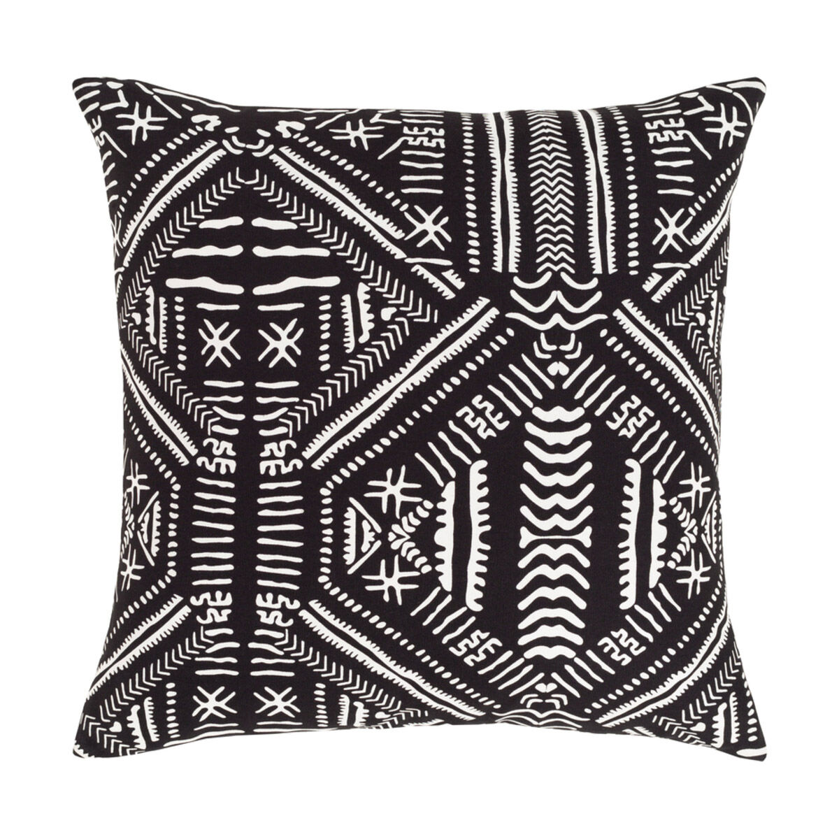 Mud Cloth 18 X 18 inch Black/White Pillow Cover